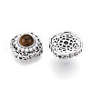 Brass Colorful Cubic Zirconia & Natural Tiger Eye Rhombus Beads KK-N258-13P-2