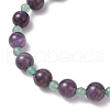 2Pcs Natural Green Aventurine & Amethyst Round Beaded Stretch Bracelets for Women BJEW-JB11928-5