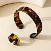 Leopard Print Acrylic Cuff Bangle & Finger Rings Sets for Women FS-WG722C5-01-1