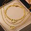 Interlocking Ring 304 Stainless Steel Double Layered Necklaces & Link Bracelets Sets SJEW-Z003-02G-2