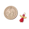 Opaque Resin Flower Rose Beads with  Glass Pearl Round Bead and Tibetan Style Alloy Fairy Wing Beads and Brass Ball Head pins Pendants PALLOY-JF03594-2