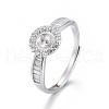 Adjustable Rhodium Plated 925 Sterling Silver Finger Ring Components STER-F048-07P-1