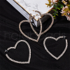 ANATTASOUL 2 Pairs 2 Colors Crystal Rhinestone Hollow Out Heart Stud Earrings with 925 Sterling Silver Pins EJEW-AN0001-23-7