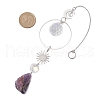 Nuggets Natural Amethyst & Glass Round Pendant Decorations HJEW-JM02123-04-3
