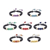 7Pcs 7 Style Natural Lava Rock & Wood  Beads & Mixed Gemstone Braided Bead Bracelets Set BJEW-JB08836-4