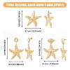 FIBLOOM 3 Pairs 3 Style Alloy Starfish Dangle Stud Earrings with Plastic Pearl Beaded EJEW-FI0002-95-2