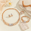 Rectangle Alloy Crystal Rhinestone Chain Necklaces & Bracelets & Stud Earrings & Rings Sets FS-WG37DB8-01-3
