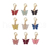 Glitter Butterfly Alloy Enamel Pendant Decorations HJEW-JM03118-2