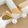 304 Stainless Steel ABS Imitation Pearl Dangle Stud Earrings EJEW-Z098-25G-2