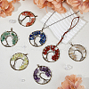 7 Chakra Copper Wired Wrapped Natural Mixed Gemstone Chip Big Pendants PALLOY-AB00196-5