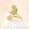 Ocean Theme Brass Micro Pave Cubic Zirconia Cuff Rings for Women RJEW-F184-17G-G-3