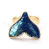 Mermaid Fishtail Resin Adjustable Finger Ring RJEW-C009-01A-02-1