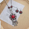 Vintage Ethnic Bohemian Style Alloy & Resin Pendant Necklace & Dangle Earrings Sets FS-WGADC17-04-1