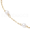 304 Stainless Steel & ABS Imitation Pearl Chain Anklets for Women AJEW-AN00689-3