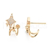 Brass Pave Clear Cubic Zirconia Stud Earring Findings KK-N216-542-3