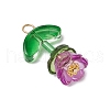 Transparent Acrylic Bead Caps with Tibetan Style Alloy Daisy Spacer Beads and Spray Painted Transparent Glass Beads and ABS Plastic Imitation Pearl Beads Pendants PALLOY-JF03630-4