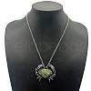 Shiny Alloy Pave Natural Paua Shell Pendant Necklaces TZ0162-5-1