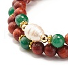 Natural Wood Round Beads Bracelets Set BJEW-JB07275-6