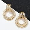 Multilayer Ring Brass Micro Pave Clear Cubic Zirconia Stud Earrings EJEW-S275-02G-3