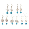 5Pair Shell Glass Dangle Earrings EJEW-MZ00424-2