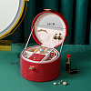 Portable Travel Round Imitation Leather Jewelry Storage Boxes for Earrings Rings Necklaces PW-WG42841-03-2