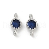 Brass Cubic Zirconia Flat Round Connector Charms KK-H204-02P-03-1
