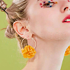 ANATTASOUL 4 Pairs 4 Colors 3D Flower Cloth Hoop Earrings EJEW-AN0003-69-3