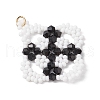 Handmade Glass Seed Beaded Rhombus Pendants PALLOY-MZ00500-01-3