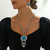 Flower Bohemian Ethnic Style Zinc Alloy & Resin Pendant Necklace & Dangle Earring Sets FS-WGD47C5-01-2