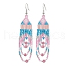 Iron with Glass with Natural White Jade Dangle Stud Earring EJEW-MZ00183-1