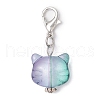 Cat Head Shape Glass Pendant Decorations HJEW-JM03335-4