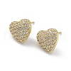 Heart Brass Cubic Zirconia Ear Studs for Women Men EJEW-K245-01G-2