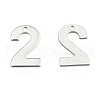 Tarnish Resistant 201 Stainless Steel Number Charms STAS-S035-M-2