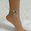 Bowknot Tassel Alloy Rhinestone Anklets for Women WGEE1E3-03-1