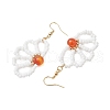 Flower Natural Carnelian & Glass Seed Beaded Dangle Earrings EJEW-TA00510-4
