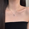 Round Ring 925 Sterling Silver Pave Cubic Zirconia Pendant Necklaces for Women NJEW-F338-01P-1