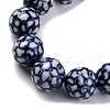 Handmade Blue and White Porcelain Beads Strands PORC-I027-04B-3