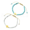 2Pcs 2 Style Natural Howlite & Synthetic Turquoise Braided Bead Bracelets Set BJEW-JB09464-02-1