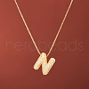 Brass Micro Pave Clear Cubic Zirconia Initial Pendant Necklaces for Women FS-WGDC51D-14-1