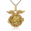 Golden Tone Brass Hollow Round Cage Pendants KK-J230-08G-3