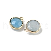 Brass Pave Dyed Natural White Jade Faceted Flat Round Charms G-U028-03G-10-2