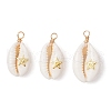 Copper Wire Wrapped Natural Cowrie Shell Pendants PALLOY-JF03554-04-1