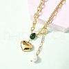 304 Stainless Steel Pave Green Cubic Zirconia Heart Pendant Necklaces for Women NJEW-U040-01A-G-1