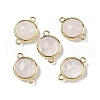 Brass Pave Natural Quartz Crystal Faceted Flat Round Connector Charms G-U028-04G-05-1