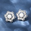 Flower Brass ABS Imitation Pearl Stud Earrings EJEW-M082-09P-1