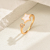 Simple Heart & Star Alloy Cubic Zirconia Open Cuff Ring for Women QF2171-1
