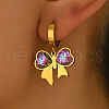 Fashionable Stainless Steel Bowknot Hoop Earrings AO5773-2-3