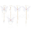 ANATTASOUL 2 Pairs 2 Style Fabric Butterfly with Plastic Pearl Beaded Dangle Earrings EJEW-AN0002-84-1