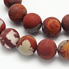 Frosted Round Natural Red Picture Jasper Beads Strands G-N0166-70-6mm-2
