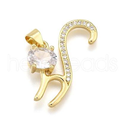 Rack Plating Brass Micro Pave Cubic Zirconia Pendants KK-K401-72G-1